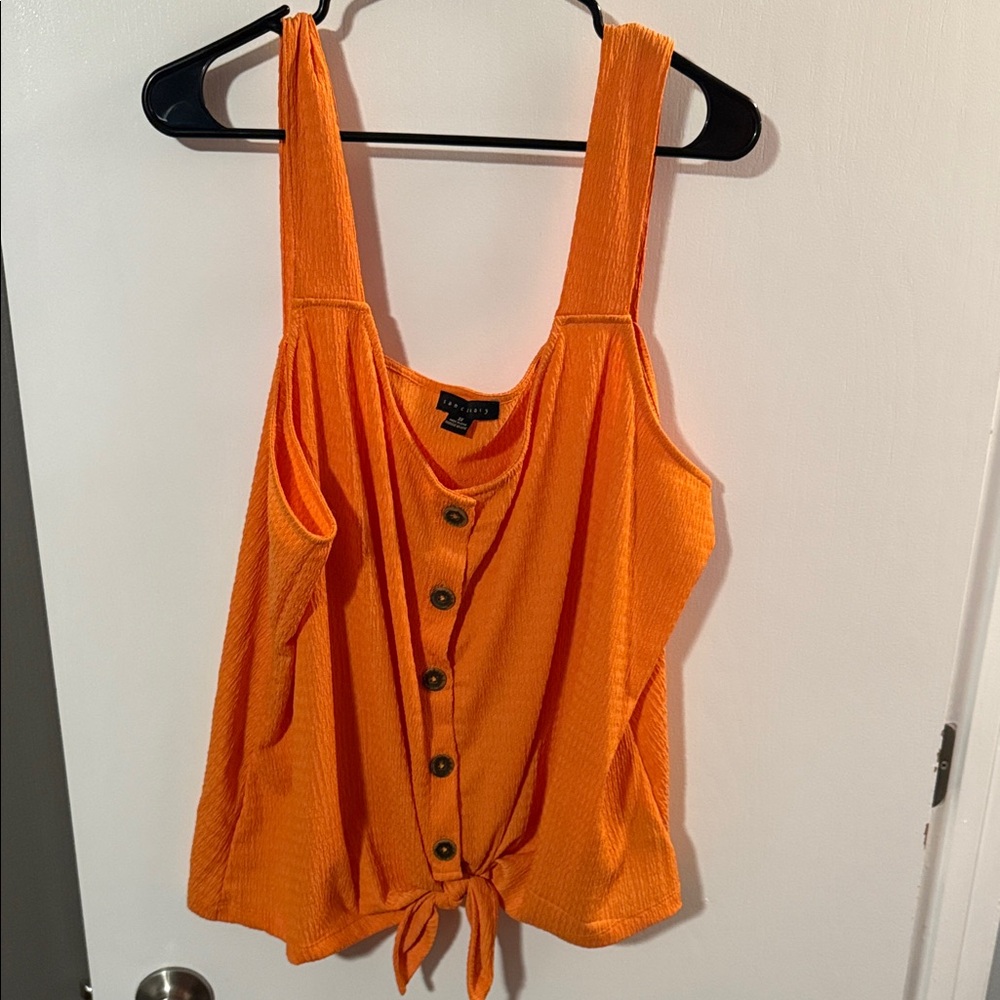 Zara Vibrant Orange Button-Down Tank Top